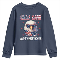 Bald Eagle Patriotic Youth Sweatshirt Caw Caw Motherfucker American Flag - Wonder Print Shop