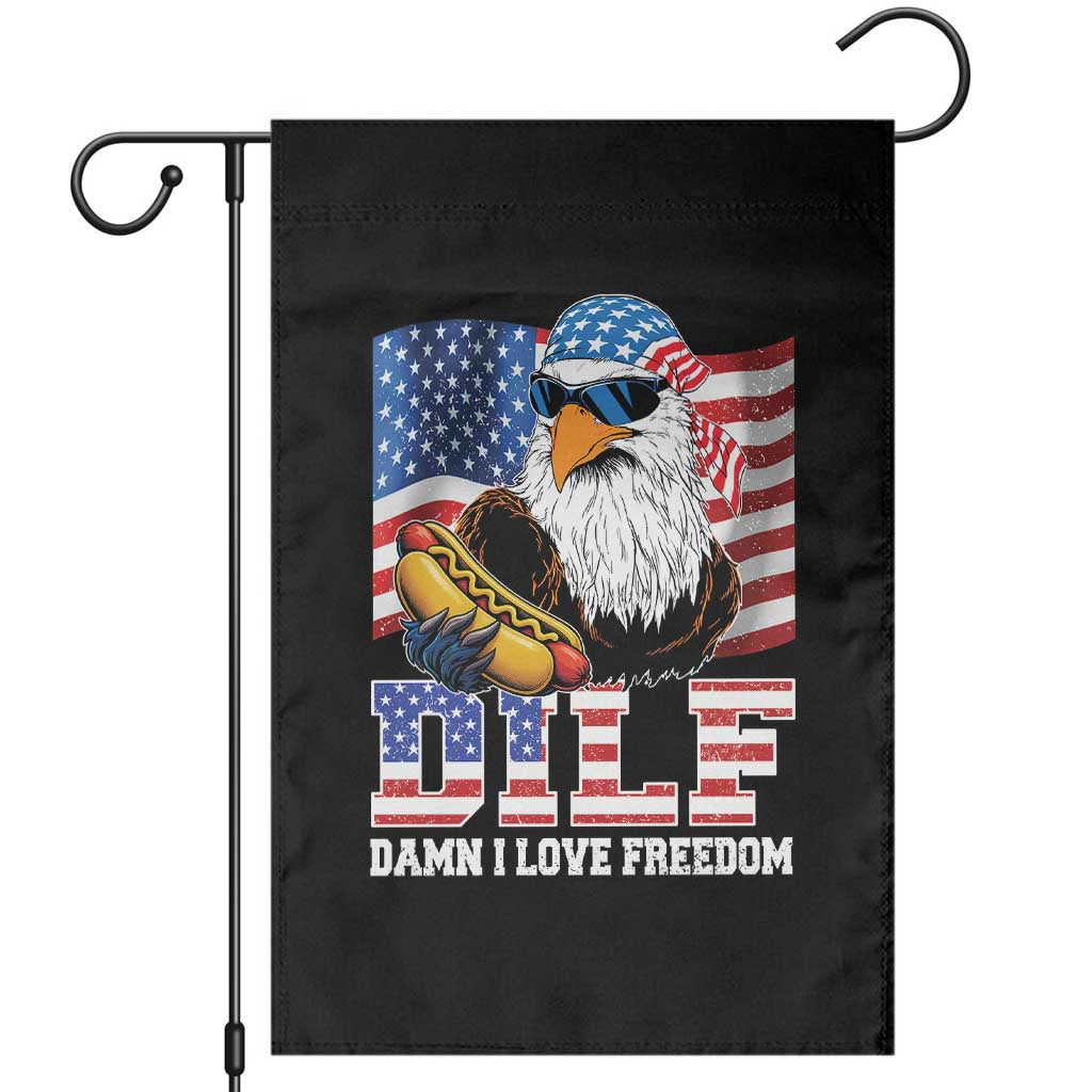 Funny Patriotic 4th Of July Garden Flag Eagle DILF Damn I Love Freedom - Wonder Print Shop