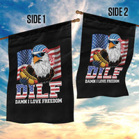 Funny Patriotic 4th Of July Garden Flag Eagle DILF Damn I Love Freedom - Wonder Print Shop