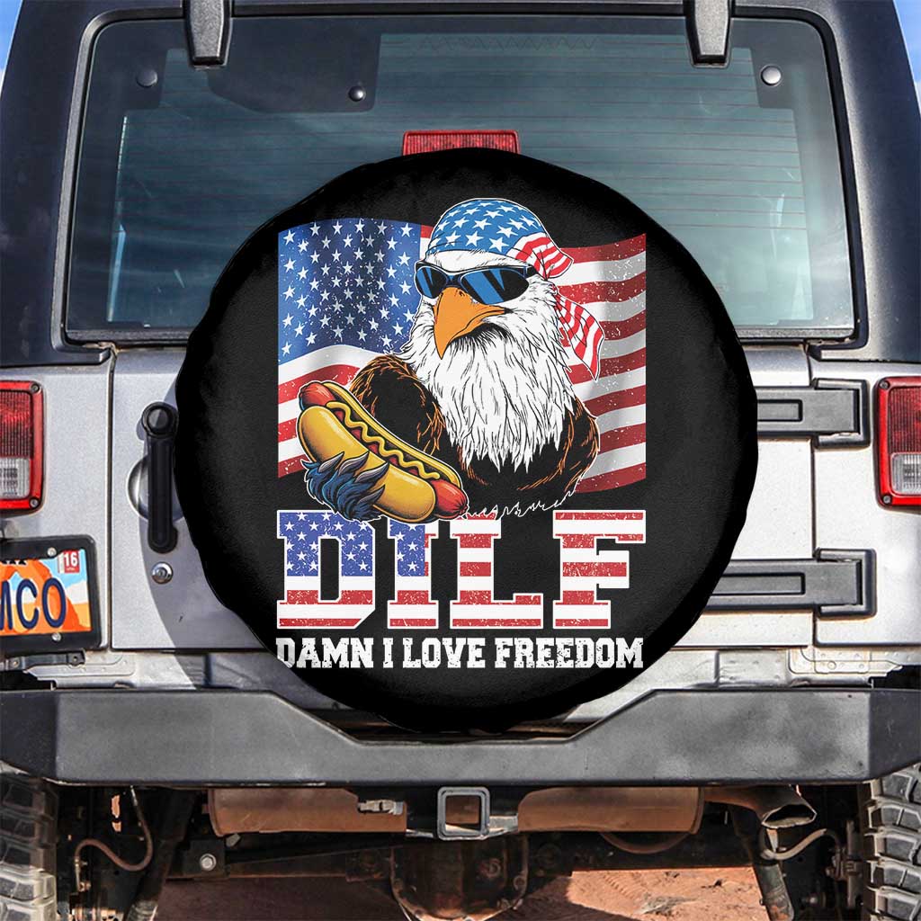 Funny Patriotic 4th Of July Spare Tire Cover Eagle DILF Damn I Love Freedom - Wonder Print Shop