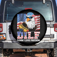Funny Patriotic 4th Of July Spare Tire Cover Eagle DILF Damn I Love Freedom - Wonder Print Shop