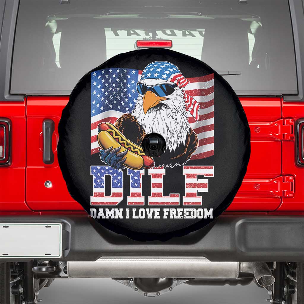 Funny Patriotic 4th Of July Spare Tire Cover Eagle DILF Damn I Love Freedom - Wonder Print Shop