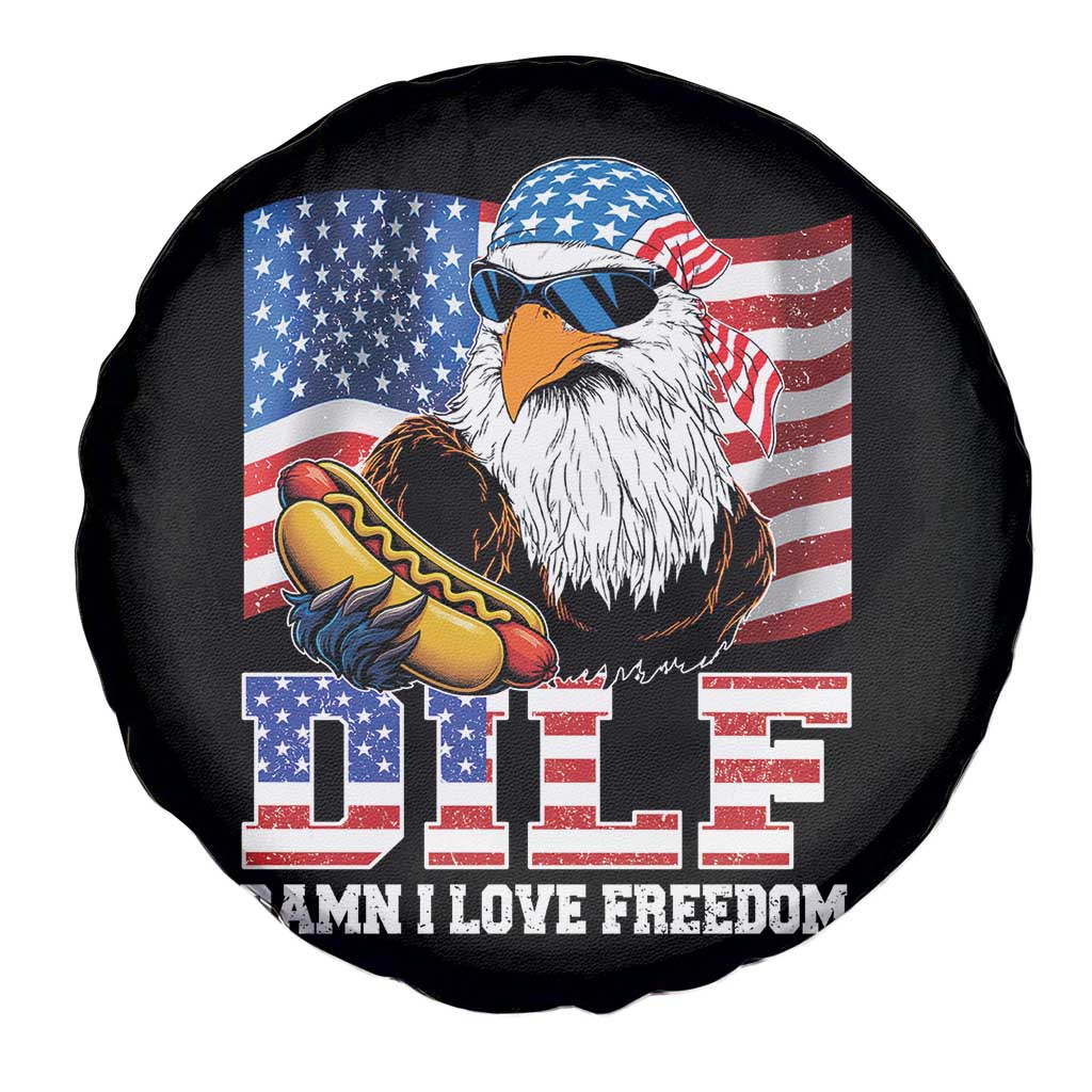 Funny Patriotic 4th Of July Spare Tire Cover Eagle DILF Damn I Love Freedom - Wonder Print Shop