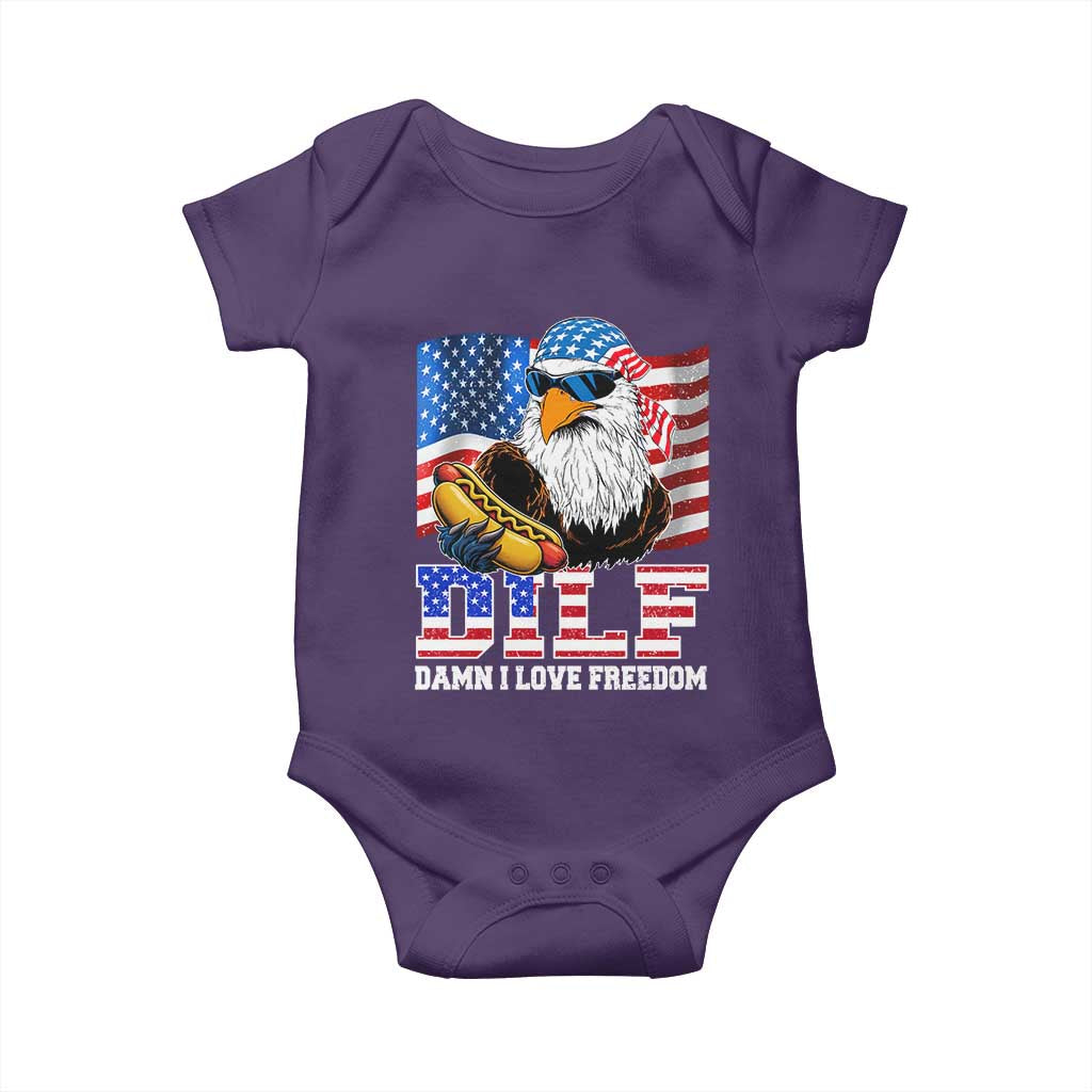 Funny Patriotic 4th Of July Baby Onesie Eagle DILF Damn I Love Freedom - Wonder Print Shop