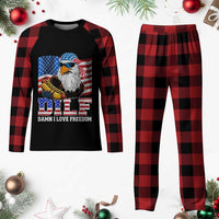 Funny Patriotic 4th Of July Plaid Pajama Set Eagle DILF Damn I Love Freedom - Wonder Print Shop