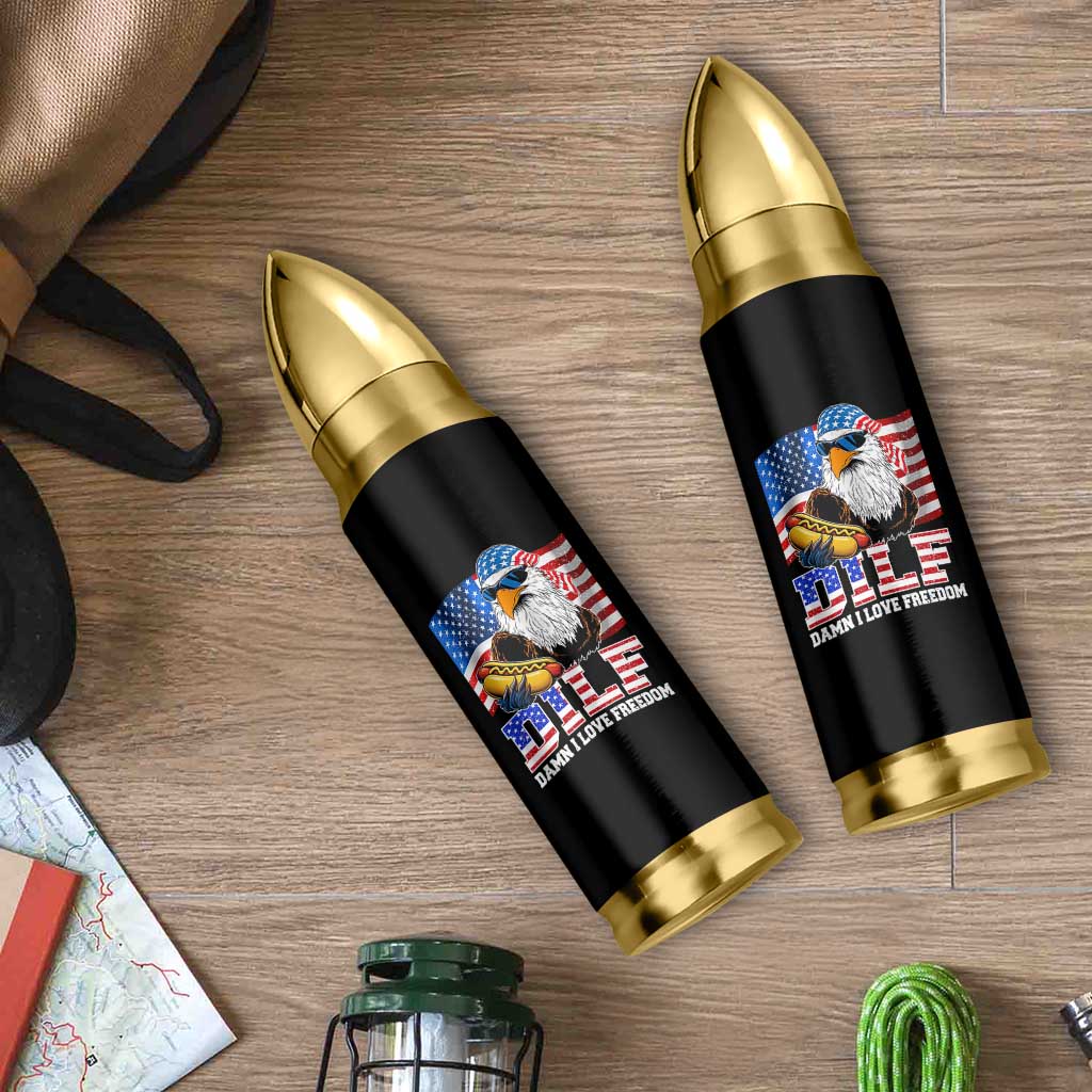 Funny Patriotic 4th Of July Bullet Tumbler Eagle DILF Damn I Love Freedom - Wonder Print Shop