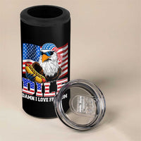 Funny Patriotic 4th Of July 4 in 1 Can Cooler Tumbler Eagle DILF Damn I Love Freedom - Wonder Print Shop