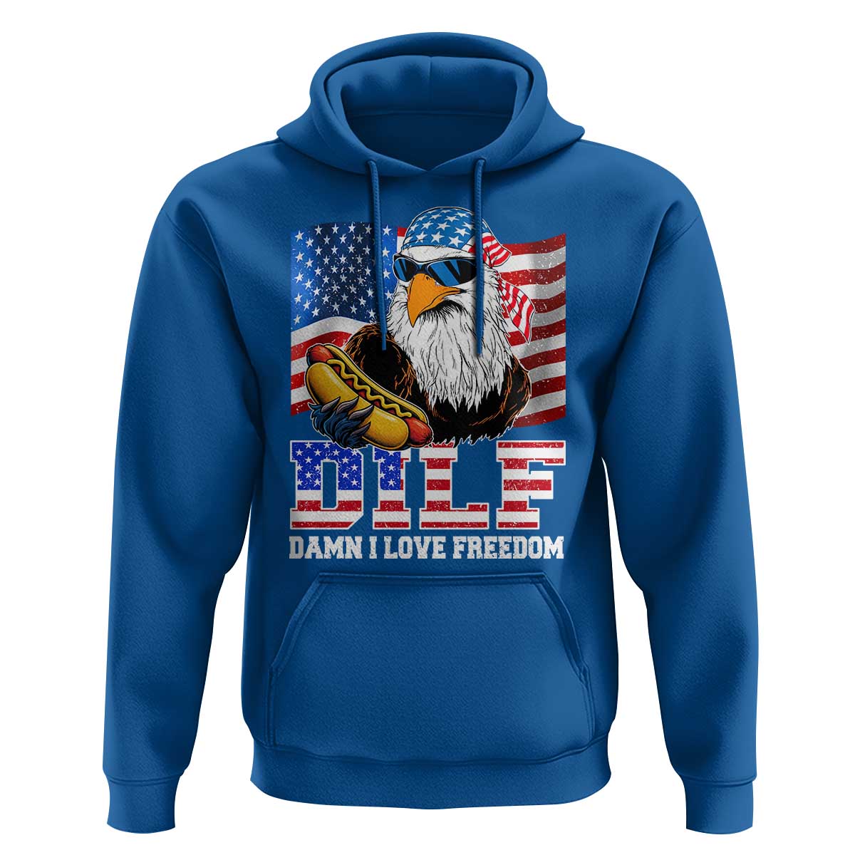 Funny Patriotic 4th Of July Hoodie Eagle DILF Damn I Love Freedom - Wonder Print Shop