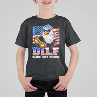 Funny Patriotic 4th Of July T Shirt For Kid Eagle DILF Damn I Love Freedom - Wonder Print Shop