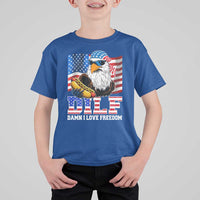 Funny Patriotic 4th Of July T Shirt For Kid Eagle DILF Damn I Love Freedom - Wonder Print Shop