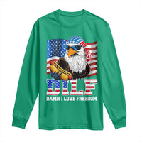 Funny Patriotic 4th Of July Long Sleeve Shirt Eagle DILF Damn I Love Freedom - Wonder Print Shop