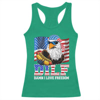 Funny Patriotic 4th Of July Racerback Tank Top Eagle DILF Damn I Love Freedom - Wonder Print Shop