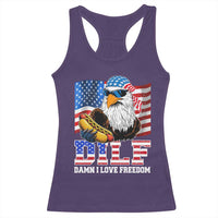 Funny Patriotic 4th Of July Racerback Tank Top Eagle DILF Damn I Love Freedom - Wonder Print Shop