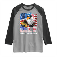 Funny Patriotic 4th Of July Raglan Shirt Eagle DILF Damn I Love Freedom - Wonder Print Shop