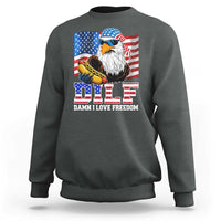 Funny Patriotic 4th Of July Sweatshirt Eagle DILF Damn I Love Freedom - Wonder Print Shop