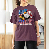Funny Patriotic 4th Of July T Shirt For Women Eagle DILF Damn I Love Freedom - Wonder Print Shop