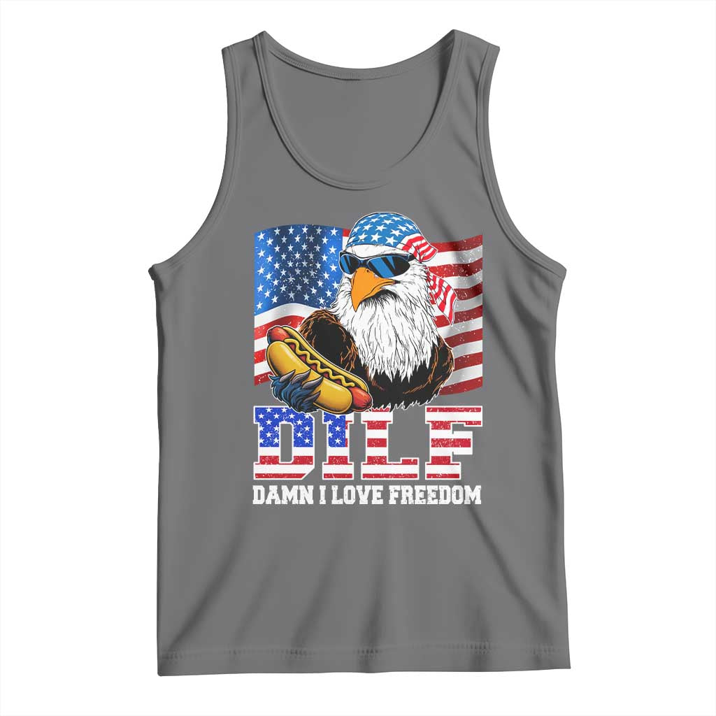 Funny Patriotic 4th Of July Tank Top Eagle DILF Damn I Love Freedom - Wonder Print Shop