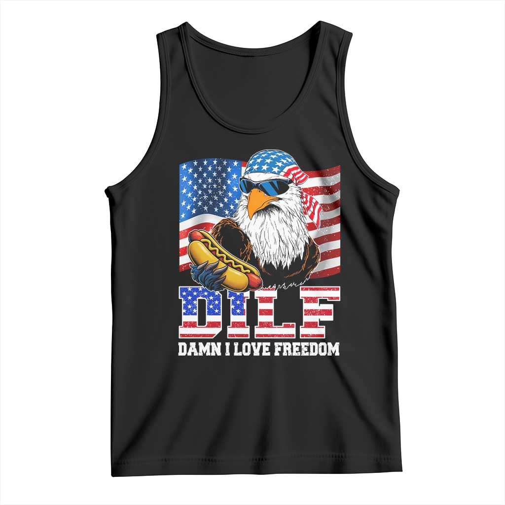 Funny Patriotic 4th Of July Tank Top Eagle DILF Damn I Love Freedom - Wonder Print Shop