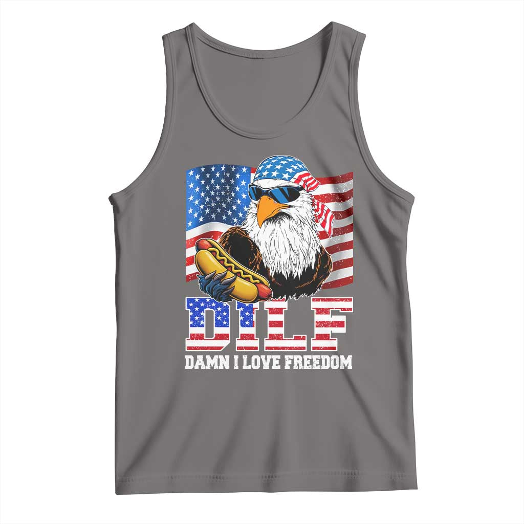 Funny Patriotic 4th Of July Tank Top Eagle DILF Damn I Love Freedom - Wonder Print Shop