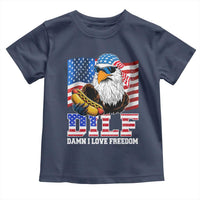 Funny Patriotic 4th Of July Toddler T Shirt Eagle DILF Damn I Love Freedom - Wonder Print Shop