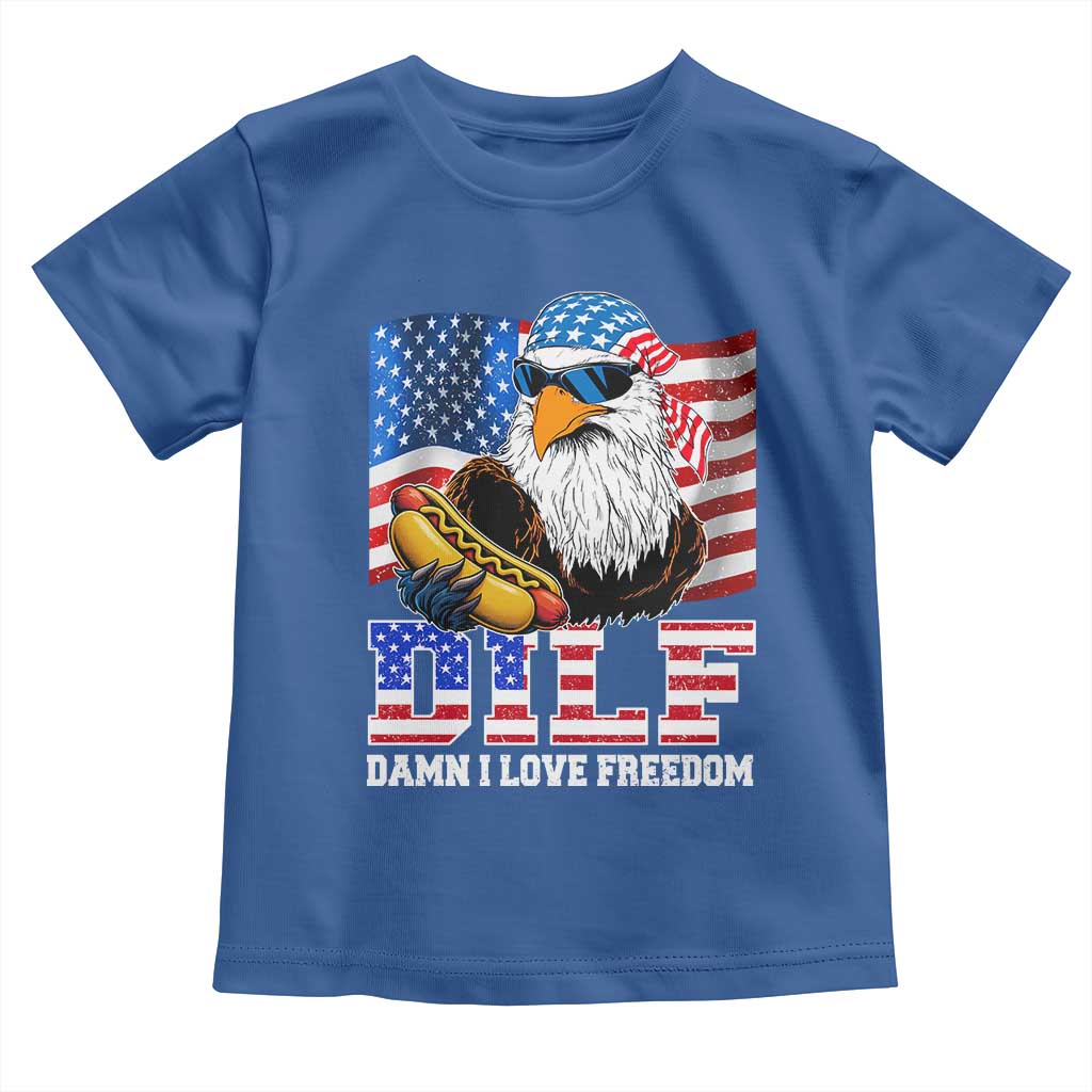Funny Patriotic 4th Of July Toddler T Shirt Eagle DILF Damn I Love Freedom - Wonder Print Shop