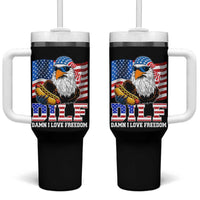 Funny Patriotic 4th Of July Tumbler With Handle Eagle DILF Damn I Love Freedom - Wonder Print Shop