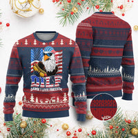 Funny Patriotic 4th Of July Knitted Sweatshirt Eagle DILF Damn I Love Freedom - Wonder Print Shop