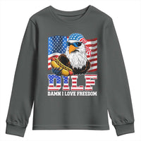 Funny Patriotic 4th Of July Youth Sweatshirt Eagle DILF Damn I Love Freedom - Wonder Print Shop