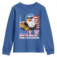 Funny Patriotic 4th Of July Youth Sweatshirt Eagle DILF Damn I Love Freedom - Wonder Print Shop
