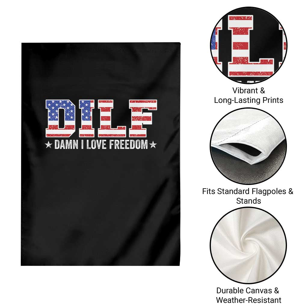 Funny Patriotic 4th Of July Garden Flag DILF Damn I Love Freedom American Flag - Wonder Print Shop