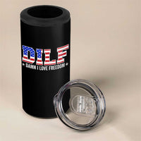 Funny Patriotic 4th Of July 4 in 1 Can Cooler Tumbler DILF Damn I Love Freedom American Flag - Wonder Print Shop