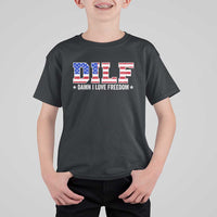 Funny Patriotic 4th Of July T Shirt For Kid DILF Damn I Love Freedom American Flag - Wonder Print Shop