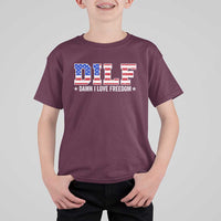 Funny Patriotic 4th Of July T Shirt For Kid DILF Damn I Love Freedom American Flag - Wonder Print Shop