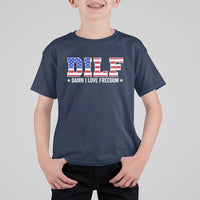 Funny Patriotic 4th Of July T Shirt For Kid DILF Damn I Love Freedom American Flag - Wonder Print Shop
