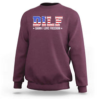 Funny Patriotic 4th Of July Sweatshirt DILF Damn I Love Freedom American Flag - Wonder Print Shop