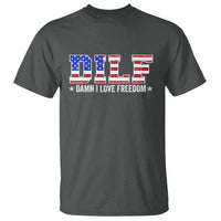 Funny Patriotic 4th Of July T Shirt DILF Damn I Love Freedom American Flag - Wonder Print Shop