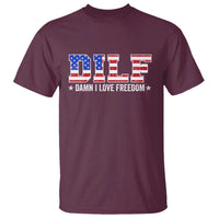 Funny Patriotic 4th Of July T Shirt DILF Damn I Love Freedom American Flag - Wonder Print Shop