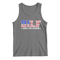 Funny Patriotic 4th Of July Tank Top DILF Damn I Love Freedom American Flag - Wonder Print Shop