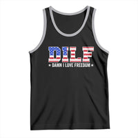 Funny Patriotic 4th Of July Tank Top DILF Damn I Love Freedom American Flag - Wonder Print Shop