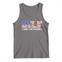 Funny Patriotic 4th Of July Tank Top DILF Damn I Love Freedom American Flag - Wonder Print Shop