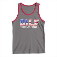Funny Patriotic 4th Of July Tank Top DILF Damn I Love Freedom American Flag - Wonder Print Shop