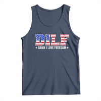 Funny Patriotic 4th Of July Tank Top DILF Damn I Love Freedom American Flag - Wonder Print Shop