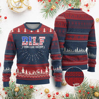 Funny Patriotic 4th Of July Knitted Sweatshirt DILF Damn I Love Freedom American Flag - Wonder Print Shop