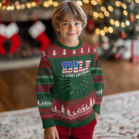 Funny Patriotic 4th Of July Knitted Sweatshirt DILF Damn I Love Freedom American Flag - Wonder Print Shop