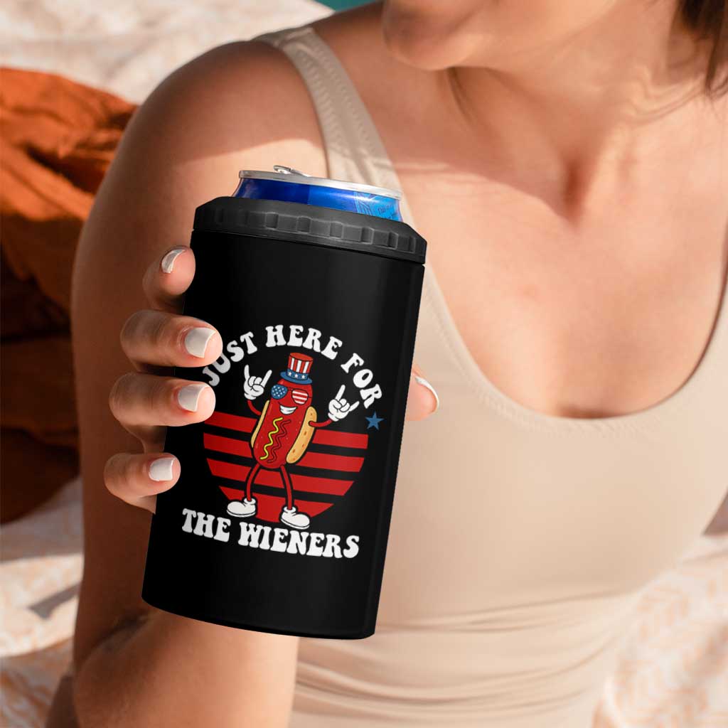 Funny 4th Of July 4 in 1 Can Cooler Tumbler I'm Just Here for The Wieners Hot Dog - Wonder Print Shop