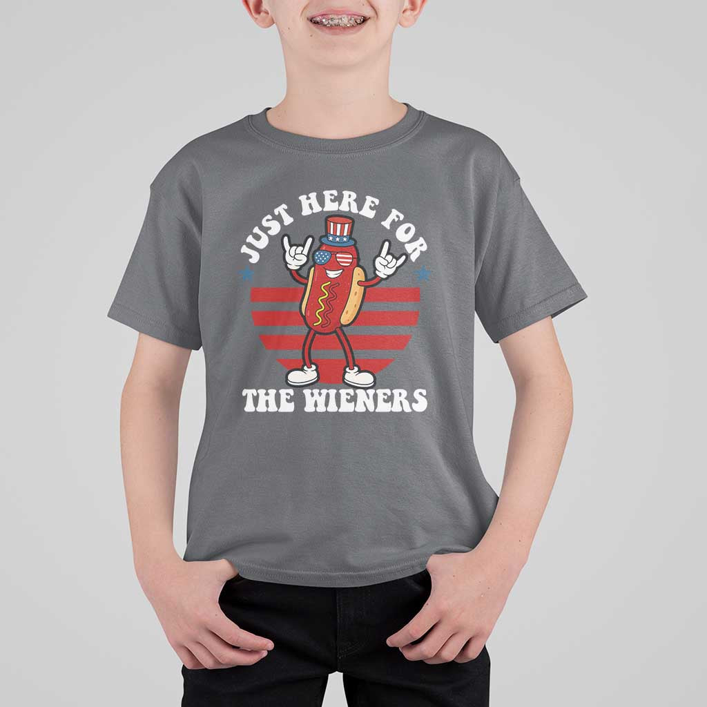 Funny 4th Of July T Shirt For Kid I'm Just Here for The Wieners Hot Dog - Wonder Print Shop