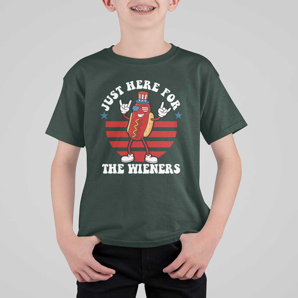 Funny 4th Of July T Shirt For Kid I'm Just Here for The Wieners Hot Dog - Wonder Print Shop