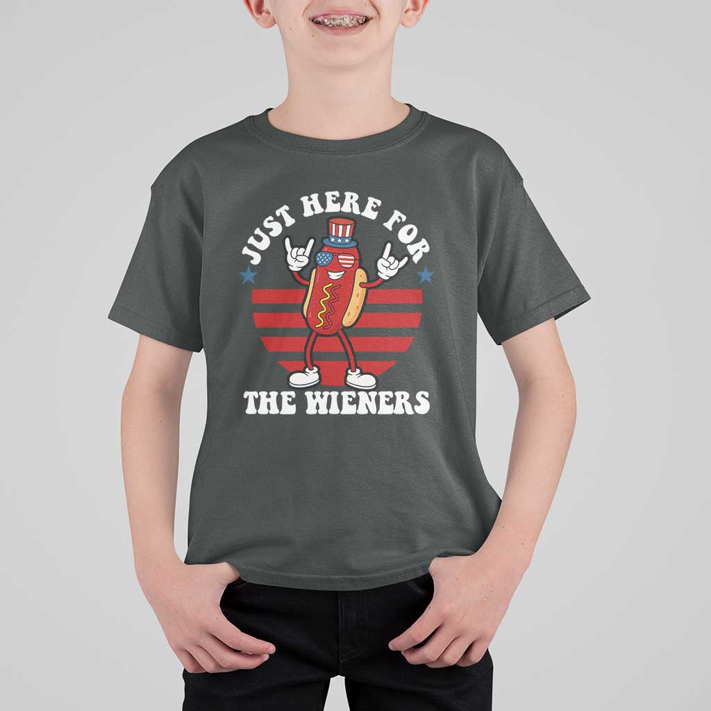 Funny 4th Of July T Shirt For Kid I'm Just Here for The Wieners Hot Dog - Wonder Print Shop