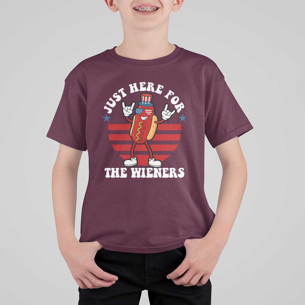 Funny 4th Of July T Shirt For Kid I'm Just Here for The Wieners Hot Dog - Wonder Print Shop