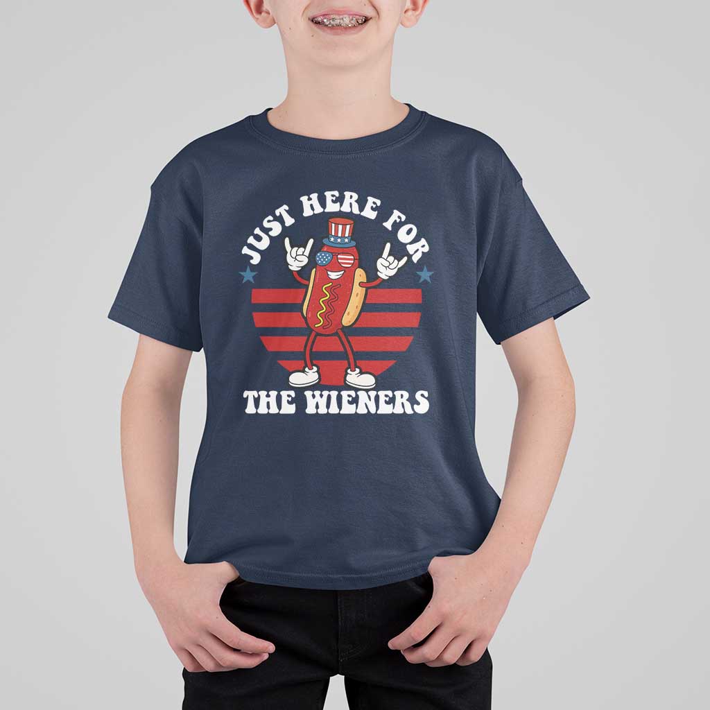 Funny 4th Of July T Shirt For Kid I'm Just Here for The Wieners Hot Dog - Wonder Print Shop